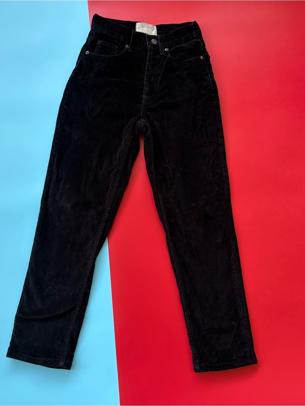 Everlane Black Corduroy Pants Women’s Size 23 High Rise Straight Leg Cotton